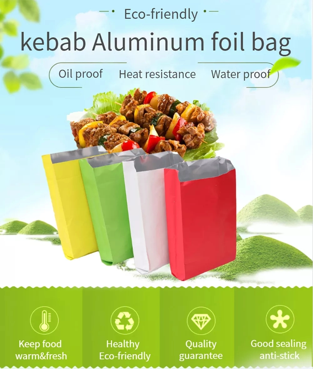 Wholesale Aluminum Foil Lined Doner Kebab French Fries Fried Grilled Roast Chicken Burger to Go Fast Food Lunch Greaseproof Customized Packaging Kraft Paper Bag