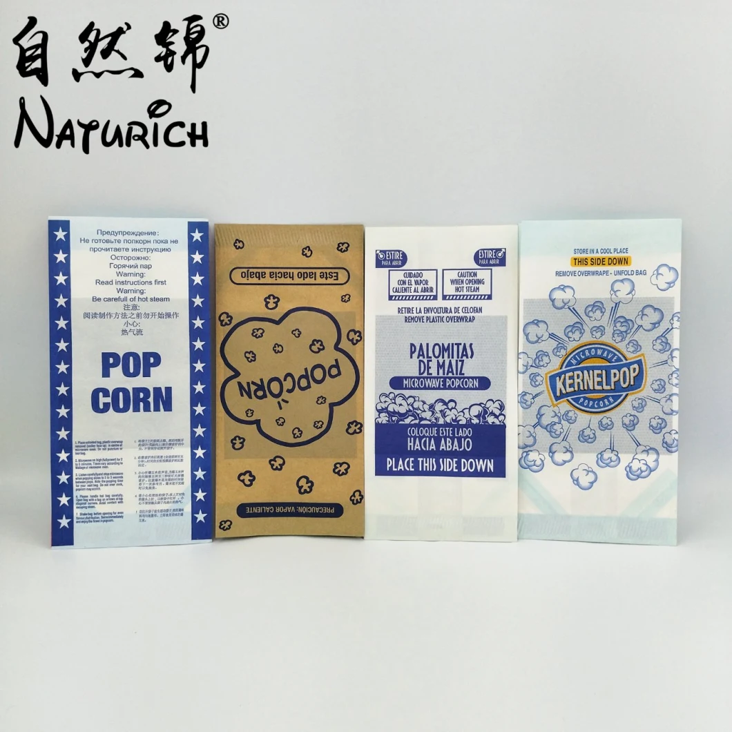 China Factory Greaseproof Paper Printed Heat Seal Microwave Popcorn Bags